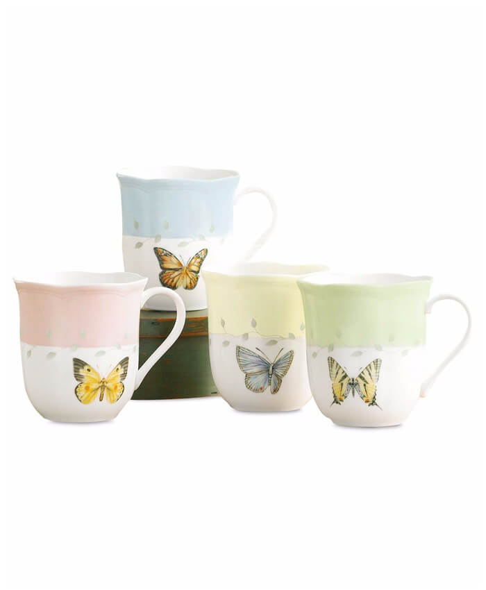Lenox Dinnerware, Set of 4 Butterfly Meadow Mugs